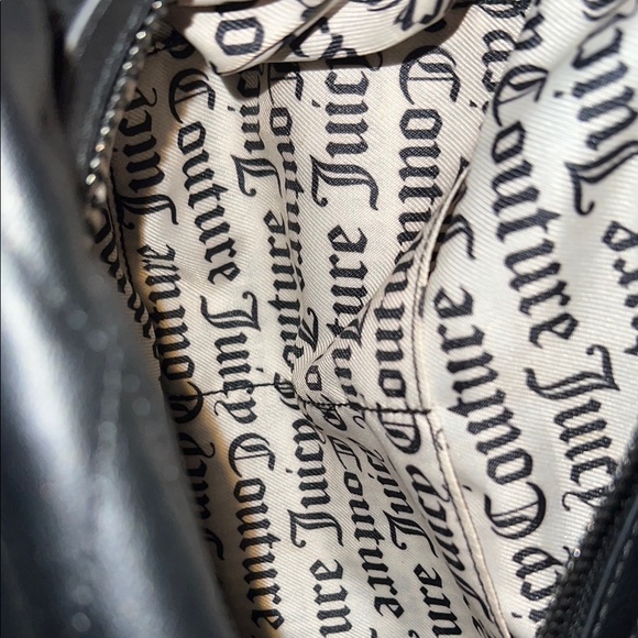 Juicy Couture Black Satchel with Quilted Design Bag Charm...